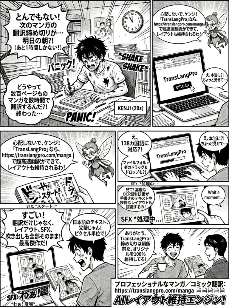 Manga page translated to 日本語